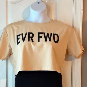 Ever forward Tan Crop Top with Black Lettering